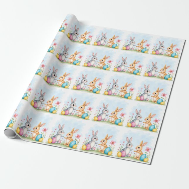 Söta vackra påskharar modern samling presentpapper (Utrullad)