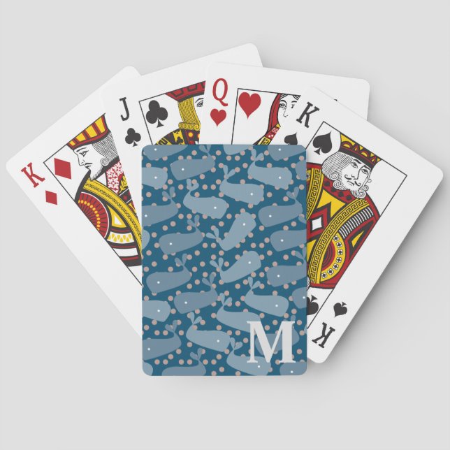 Söta valar och prickar casinokort (Baksidan)