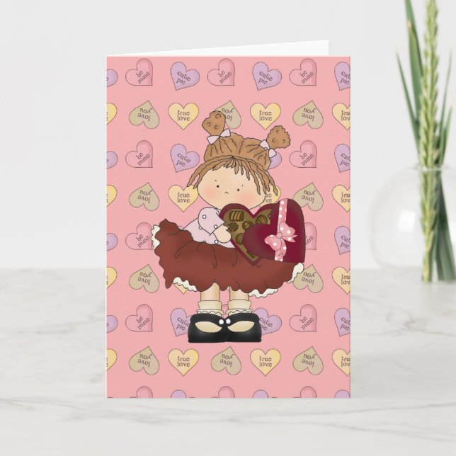 Söta valentinchoklad cutie helgkort (Framsida)
