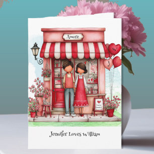 Söta Valentine-butik Pojke och Flicka Kort
