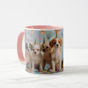 Söta Valpar Födelsedagsfirande Design Mugg