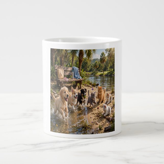 Söta valpar & kattungar Riverside Äventyr Ben Jumbo Mugg (Framsidan)
