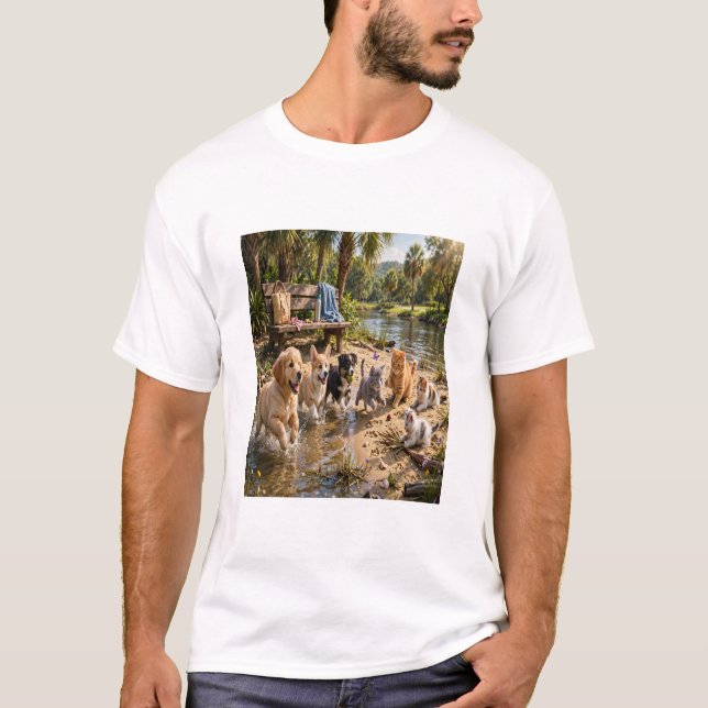 Söta valpar & kattungar Riverside Äventyr Herr  T Shirt (Framsida)