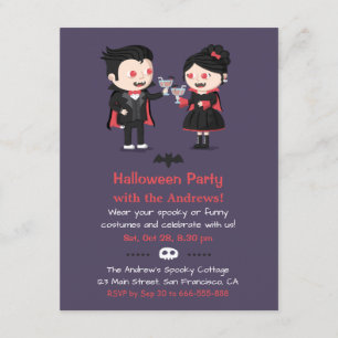 Söta vampyrpar Halloween-fest-inbjudningar Inbjudningar