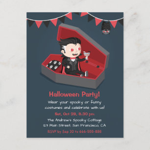 Söta vampyrpojke Halloween-fest inbjudningar