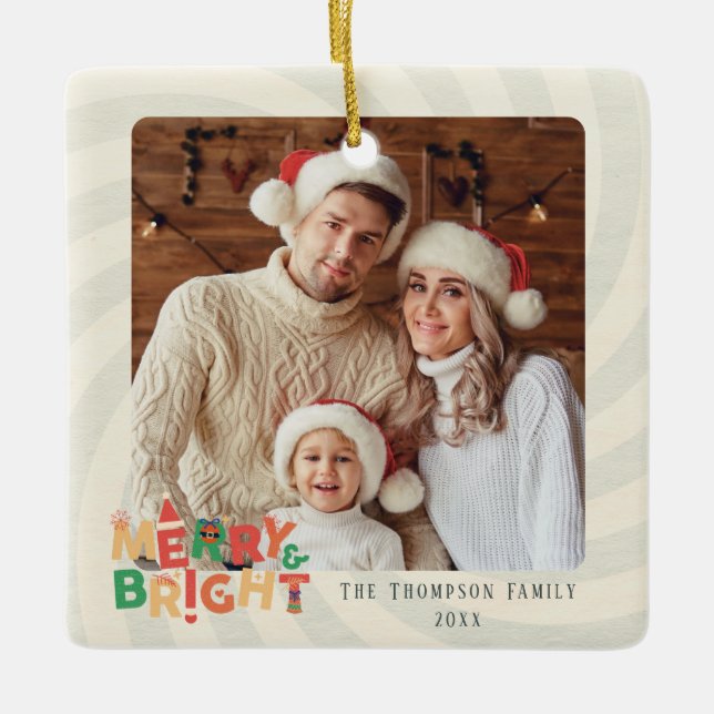 Söta vänner familjens julfest julgransprydnad keramik (Framsida)