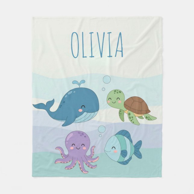 Söta vänner under havet   fleecefilt (Framsidan)