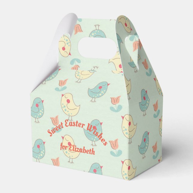 Söta Vår-fågelboxen Gable Favor Box Presentaskar (Framsidan Sidan)