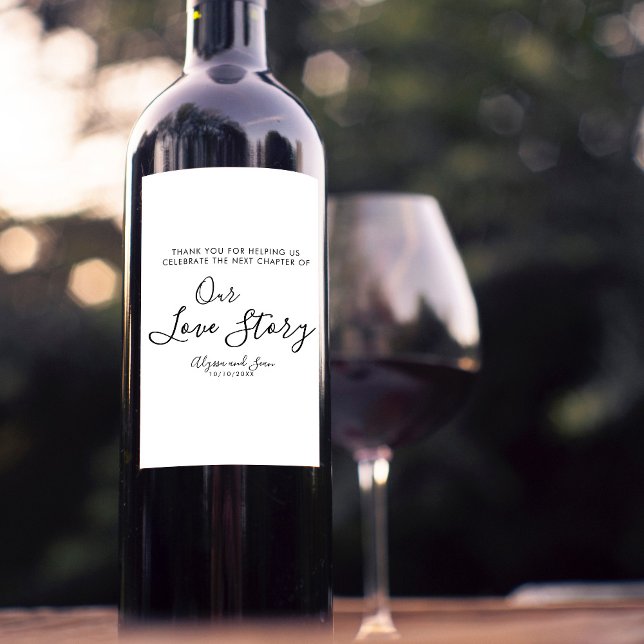 Söta vår Kärlek-storiasbröllop för bomboniere Vinflaska Etikett (Skapare uppladdad)