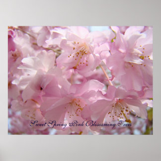 Söta vårblommor Rosa blommande träd konsttryck Flo Poster