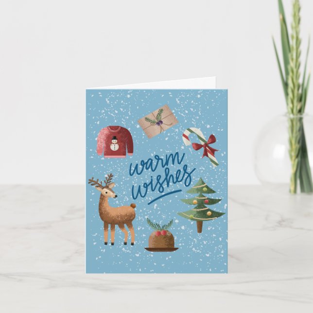 Söta varma önskningar Snöig julkort Helgkort (Framsida)