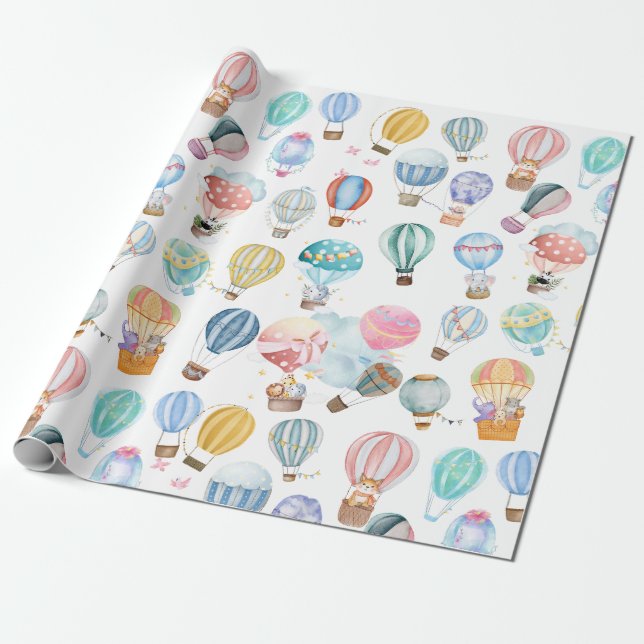 Söta varmluftsballonger  presentpapper (Utrullad)