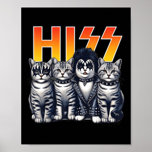 Söta väsande katter rockar kattungar Kitty rocking Poster (Framsidan)