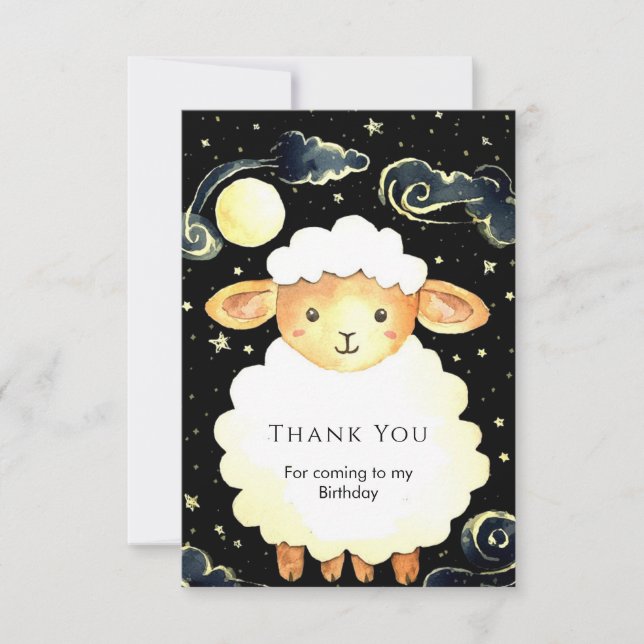 Söta Vattenfärg Får Födelsedag Tack Kort (Framsida)