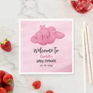 Söta Vattenfärg Moln Baby Girl Shower Servetter
