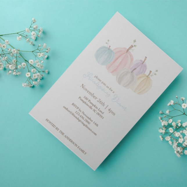 Söta Vattenfärg Pastellpumpor Thanksgiving Inbjudningar (Skapare uppladdad)