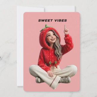 Söta vibbar jordgubbs hoodie karaktär inbjudan