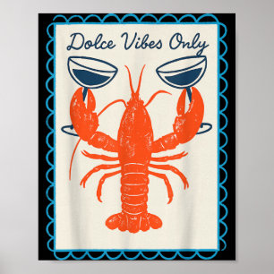 Söta Vibrationer Endast Hummer Vin Retro Kul Somma Poster