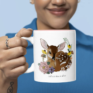 Söta Vilda Blommor Hjortunge Blå Bebis Hjort Skogs Två-Tonad Mugg