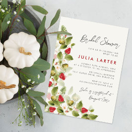 Söta Vilda Blommor Jordgubbs Bröllopsdusch Inbjudningar