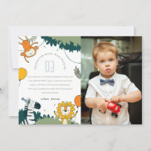 Söta Vilda Djungeldjur Barn Fotobild Födelsedag