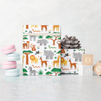 Söta vilda djur barn inpackningspapper presentpapper