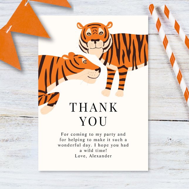 Söta Vilda Ett Tigers Barnkläder Tack Kort (Skapare uppladdad)