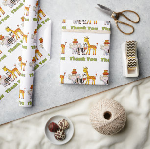 Söta Vilda Safari Djur Djungel Tack Presentpapper
