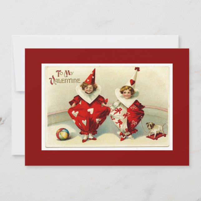Söta Vintage Alla Hjärtans Dag Barn Julkort (Framsida)