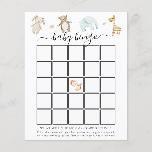 Söta Vintage Babyleksaker Bingo Spelkort (Framsida)