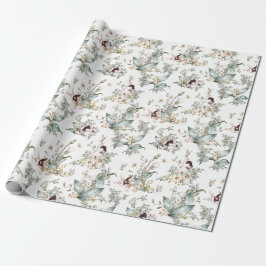 Söta Vintage Kanin Rabbiner Blommig Decoupage Presentpapper