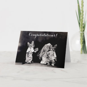 Söta Vintage Katter Bröllopskongratulationer Kort
