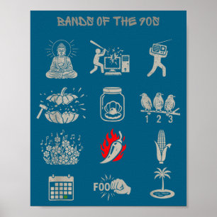 Söta Vintage Populära Band 90-tal Roligt Poster