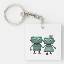 Söta Vintage Robotpar i Kärlek Konst