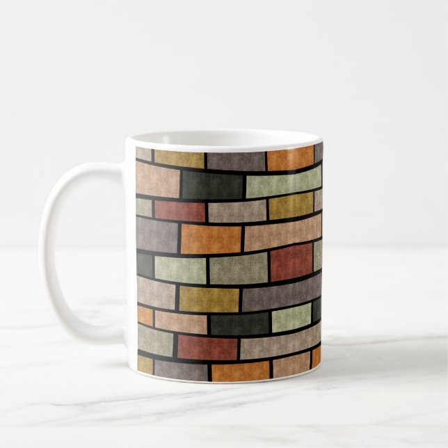 Söta vintage tegelstenar mönster kaffemugg (Vänster)
