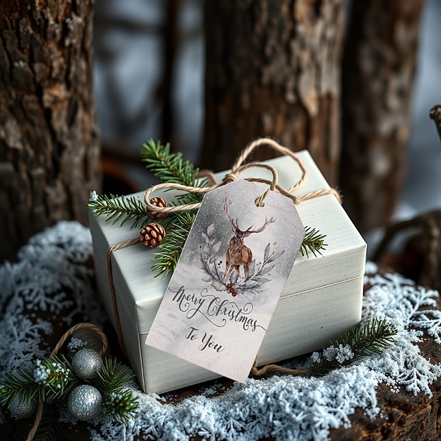 Söta vinter hjort jul presentkort presentetikett (Skapare uppladdad)