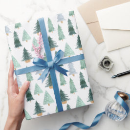 Söta vinter julgranar festiv gåva presentpapper