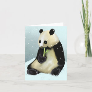 Söta vinter-panda i Snö BLANK-gratulationskort Tack Kort