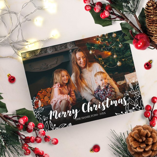 Söta vinterblad Foto God Jul Vykort (Skapare uppladdad)