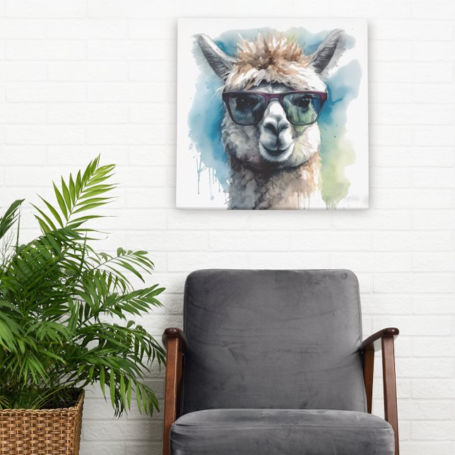 Söta vita alpaca med solglasögon poster (Skapare uppladdad)