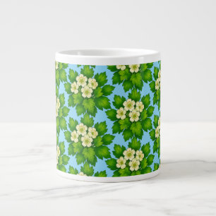 Söta vita blommor och gröna blad Inpackningspapper Jumbo Mugg