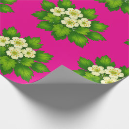 Söta vita blommor och gröna blad Inpackningspapper Presentpapper
