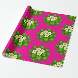 Söta vita blommor och gröna blad Inpackningspapper Presentpapper