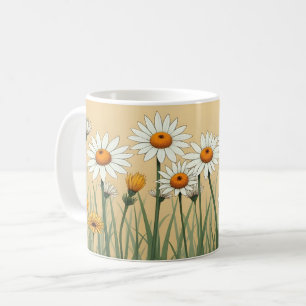 Söta vita Daisy Kaffemugg