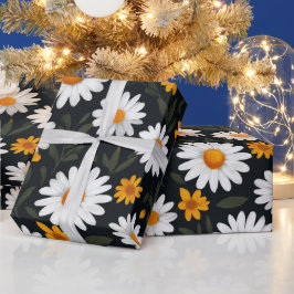 Söta vita gula tusenskönor Blommig konstnärlig mön Presentpapper