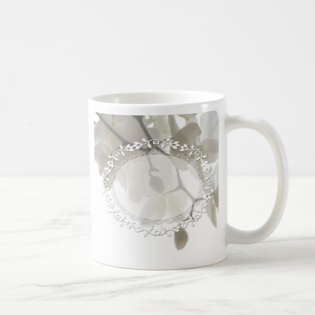 Söta vita orkidéer kaffemugg (Höger)