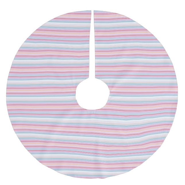 Söta vita rosa ränder  julgransmatta borstad polyester (Framsidan)