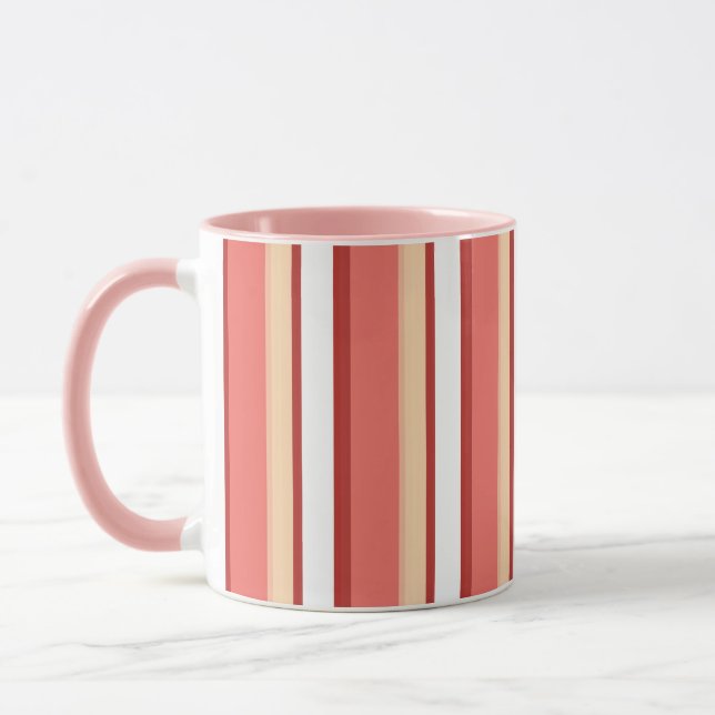 Söta vita rosa ränder  mugg (Vänster)