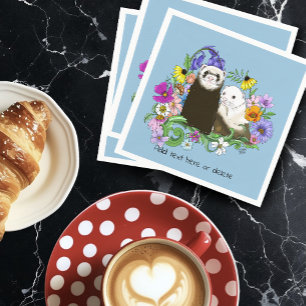 Söta Whimsical Blå Söta Blommiga Illrar Par Pappersservett