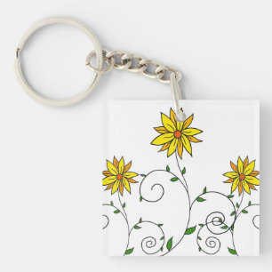 Söta Whimsical Gula Blommor Doodle Konst